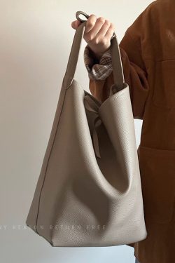 Women's Large Capacity Soft Leather Bucket Tote Bag for Work Commuting - Stylish Shoulder Bag for Everyday Use