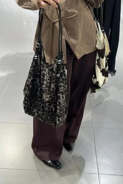 Women's Leopard Print Silk Satin Tote Bag - Large Capacity Fashionable Commuting Handbag for Shopping & Everyday Use