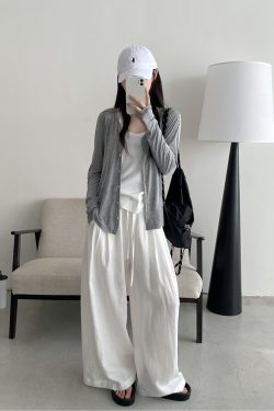 Women's Lightweight Sun Protection Cardigan - Loose Fit Long Sleeve Tencel Acetate Knit Top for Spring & Summer