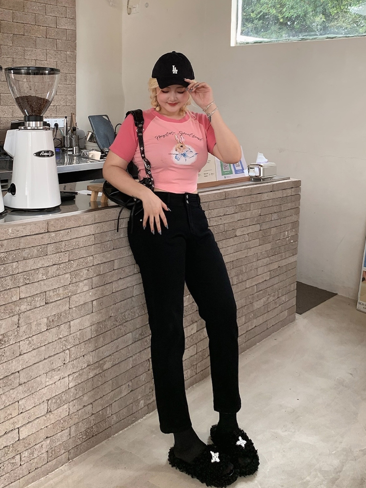 Women's Little Rabbit Graphic T-Shirt - Round Neck, Short Sleeve, Summer Loose Fit, Flattering Casual Top Women's Little Rabbit Graphic T-Shirt - Round Neck, Short Sleeve, Summer Loose Fit, Flattering Casual Top