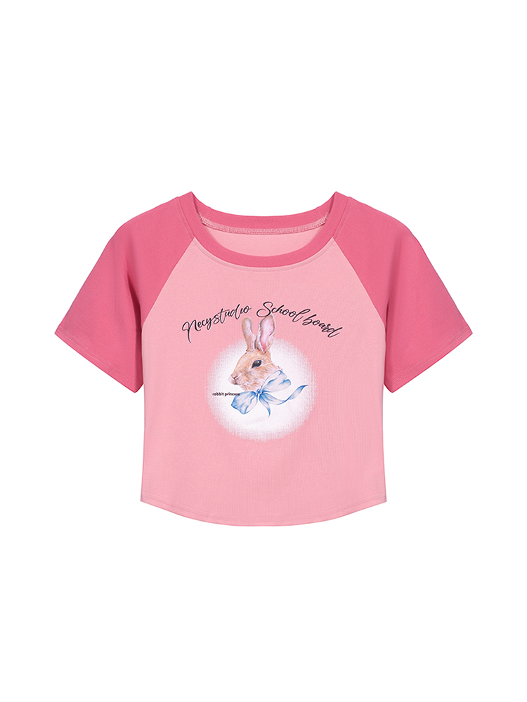Women's Little Rabbit Graphic T-Shirt - Round Neck, Short Sleeve, Summer Loose Fit, Flattering Casual Top Women's Little Rabbit Graphic T-Shirt - Round Neck, Short Sleeve, Summer Loose Fit, Flattering Casual Top