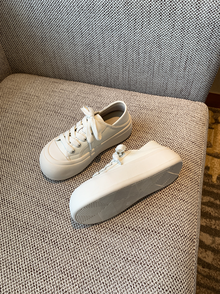 Women's Little White Lace-Up Sneakers - 2025 Trendy Ugly Cute Genuine Leather Casual Shoes with Thick Sole and Height-Increasing Design Women's Little White Lace-Up Sneakers - 2025 Trendy Ugly Cute Genuine Leather Casual Shoes with Thick Sole and Height-Increasing Design