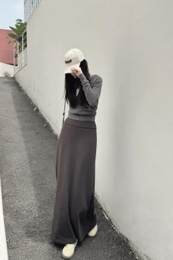 Women's Long High-Waisted A-Line Skirt, Slimming Floor-Length Liquid Ammonia Cotton, Summer Fashion, Elegant Style