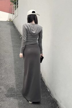 Women's Long High-Waisted A-Line Skirt, Slimming Floor-Length Liquid Ammonia Cotton, Summer Fashion, Elegant Style