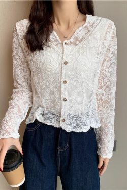 Women's Long Sleeve Sun Protection Shirt Jacket - Summer Knit Lace Cover-Up, Lightweight Shawl Top for Skirts and Dresses