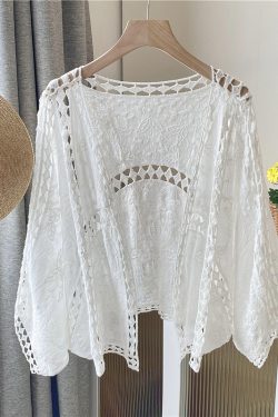 Women's Long Sleeve Sun Protection Shirt Jacket - Summer Knit Lace Cover-Up, Lightweight Shawl Top for Skirts and Dresses