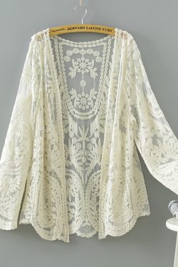 Women's Long Sleeve Sun Protection Shirt Jacket - Summer Knit Lace Cover-Up, Lightweight Shawl Top for Skirts and Dresses