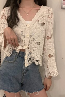 Women's Long Sleeve Sun Protection Shirt Jacket - Summer Knit Lace Cover-Up, Lightweight Shawl Top for Skirts and Dresses