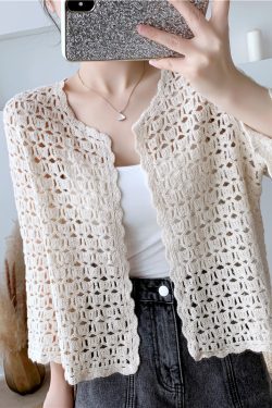 Women's Long Sleeve Sun Protection Shirt Jacket - Summer Knit Lace Cover-Up, Lightweight Shawl Top for Skirts and Dresses