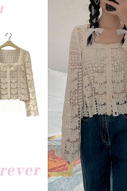 Women's Long Sleeve Sun Protection Shirt Jacket - Summer Knit Lace Cover-Up, Lightweight Shawl Top for Skirts and Dresses