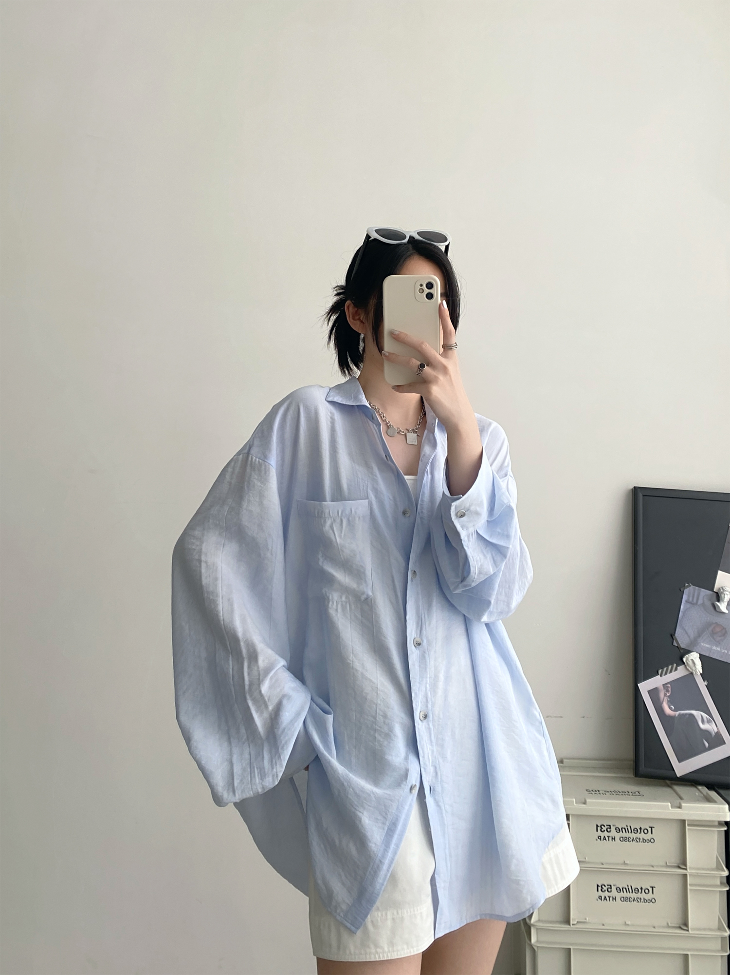 Women's Long Sleeve Tie-Dye Shirt with Lapel, Sun Grapefruit Summer Texture, Elegant Loose Fit, Casual Sun-Protective Style Women's Long Sleeve Tie-Dye Shirt with Lapel, Sun Grapefruit Summer Texture, Elegant Loose Fit, Casual Sun-Protective Style