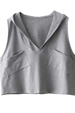Women's Loose-Fitting Pure Cotton Sleeveless Hoodie Vest with Pockets - Casual Sports Top for Everyday Wear