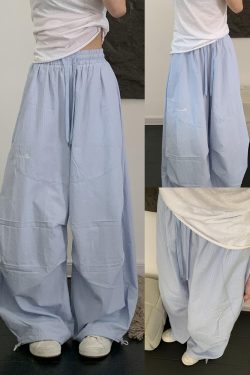 Women’s Loose Straight Wide-Leg Striped Casual Sports Pants - Summer Dance Jazz Pants in American Work Style