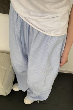 Women’s Loose Straight Wide-Leg Striped Casual Sports Pants - Summer Dance Jazz Pants in American Work Style