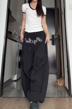 Women's Loose Wide-Leg Casual Pants - Hip-Hop Retro Jazz Dance Trousers for Y2K Style