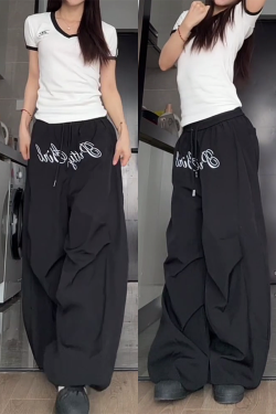 Women's Loose Wide-Leg Casual Pants - Hip-Hop Retro Jazz Dance Trousers for Y2K Style
