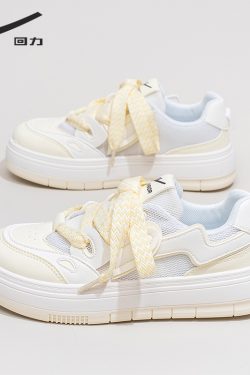 Women's Mesh Breathable Thick-Soled Board Shoes - 2025 Summer Trendy Versatile White Sneakers for Casual Style