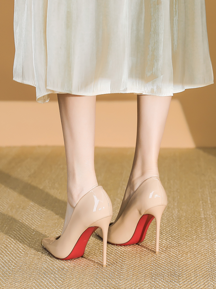 Women's Metallic Pointed Toe High Heels, Trendy Patent Leather Stiletto Flats for Spring Parties, Versatile Fashion Footwear Women's Metallic Pointed Toe High Heels, Trendy Patent Leather Stiletto Flats for Spring Parties, Versatile Fashion Footwear