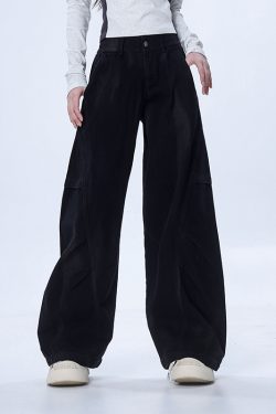 Women's Military Green Loose Straight Wide-Leg Casual Flared Jazz Dance Pants - Comfortable Work Pants for Y2K Style