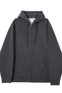 Women's Navy Blue Loose Hooded Sweatshirt, Wine Red Thick Zip-Up Cardigan, Light Gray JK Jacket for Spring & Autumn Fashion