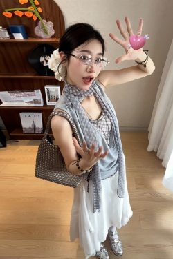 Women's Off-Shoulder Spliced Fake Two-Piece T-Shirt, Summer Plaid Sleeveless Vest, Chic Sexy Casual Top