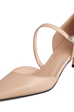 Women's One-Strap Open-Toe Chunky High Heels Sandals - Elegant Hollow Design for Summer 2025, Non-Luxury Genuine Leather