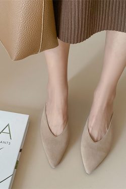 Women's Open-Toe Mid-Heel Half Slippers in French Lambskin - Comfortable Pointed Toe Design for Chic Italian Style