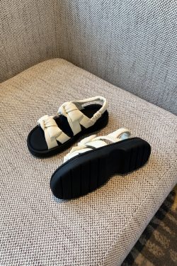 Women's Open-Toe Sandals 2025 Summer Korean Style Sweet Bow Thick-Soled Roman Shoes