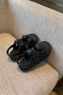 Women's Open-Toe Sandals 2025 Summer Korean Style Sweet Bow Thick-Soled Roman Shoes