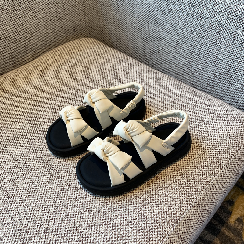 Women's Open-Toe Sandals 2025 Summer Korean Style Sweet Bow Thick-Soled Roman Shoes Women's Open-Toe Sandals 2025 Summer Korean Style Sweet Bow Thick-Soled Roman Shoes