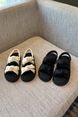 Women's Open-Toe Sandals 2025 Summer Korean Style Sweet Bow Thick-Soled Roman Shoes