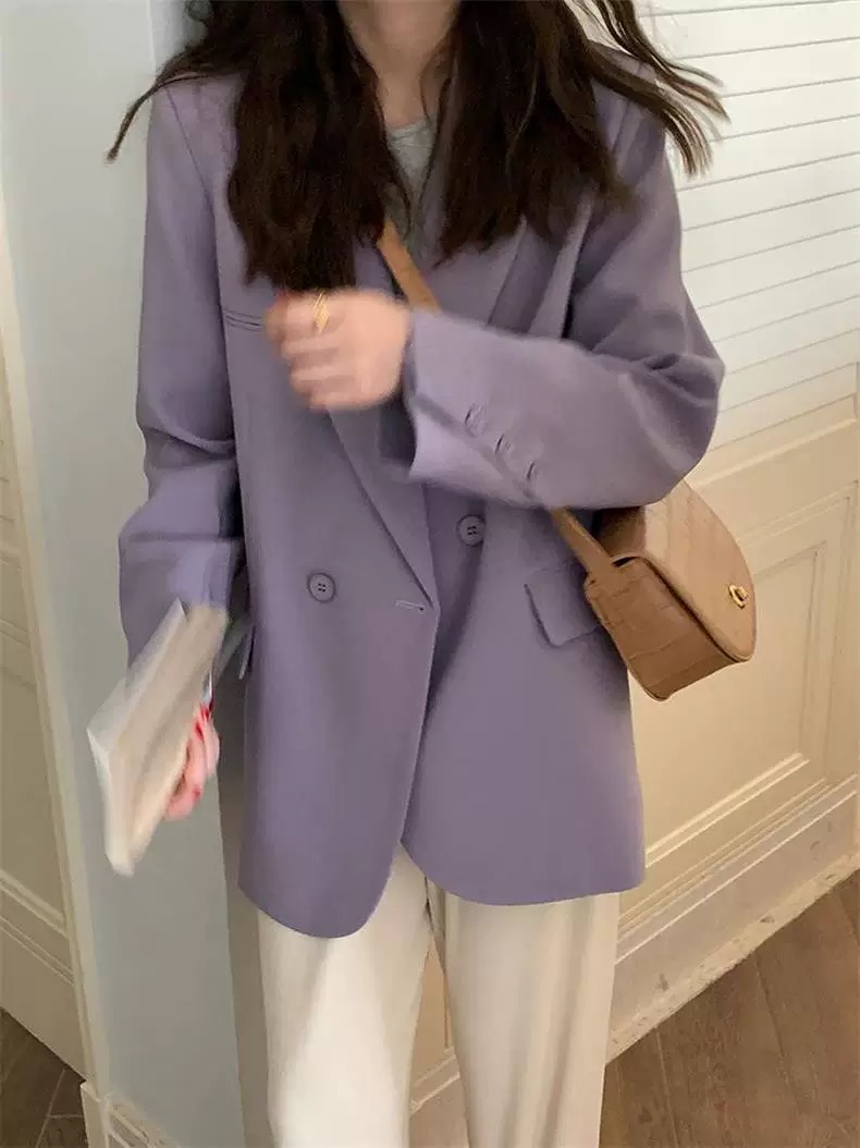 Women's Oversized Black Double-Breasted Suit Jacket - Trendy 2025 Spring Style, Loose Silhouette, High-End Fashion Women's Oversized Black Double-Breasted Suit Jacket - Trendy 2025 Spring Style, Loose Silhouette, High-End Fashion