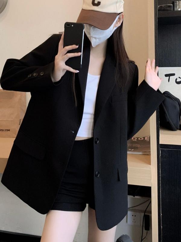 Women's Oversized Black Suit Jacket - Casual High-End Blazer for Petite Sizes, Spring Autumn 2025 Fashion Women's Oversized Black Suit Jacket - Casual High-End Blazer for Petite Sizes, Spring Autumn 2025 Fashion