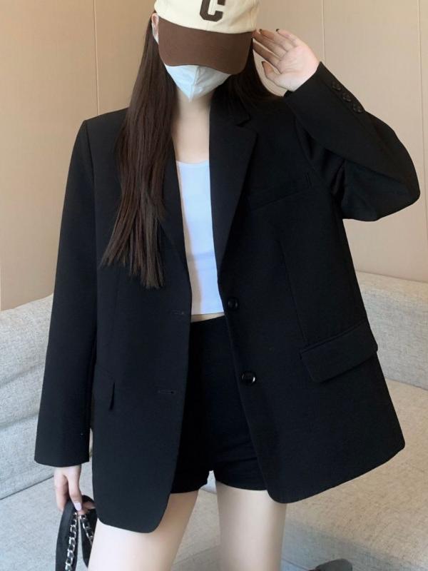 Women's Oversized Black Suit Jacket - Casual High-End Blazer for Petite Sizes, Spring Autumn 2025 Fashion Women's Oversized Black Suit Jacket - Casual High-End Blazer for Petite Sizes, Spring Autumn 2025 Fashion