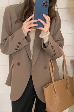 Women's Oversized Black Suit Jacket, Casual Loose Fit Blazer, High-End Feel, Plus Size, Spring Autumn 2025 Fashion