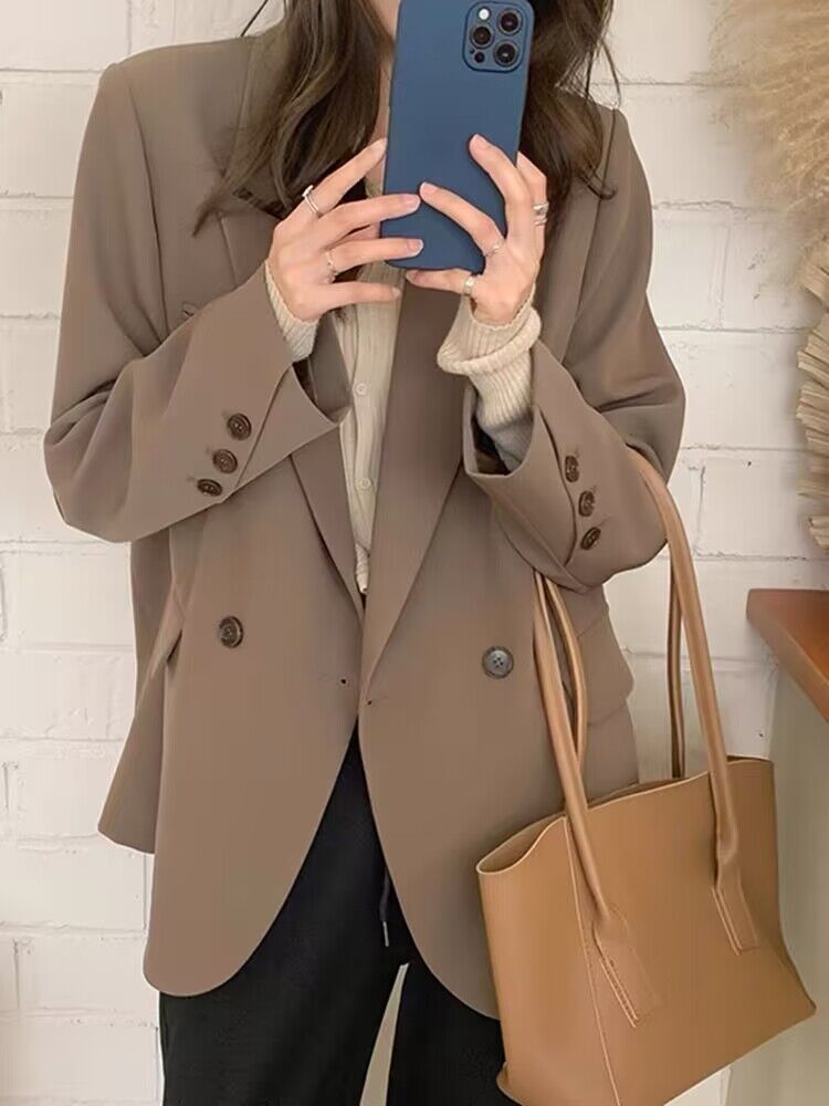 Women's Oversized Black Suit Jacket, Casual Loose Fit Blazer, High-End Feel, Plus Size, Spring Autumn 2025 Fashion Women's Oversized Black Suit Jacket, Casual Loose Fit Blazer, High-End Feel, Plus Size, Spring Autumn 2025 Fashion