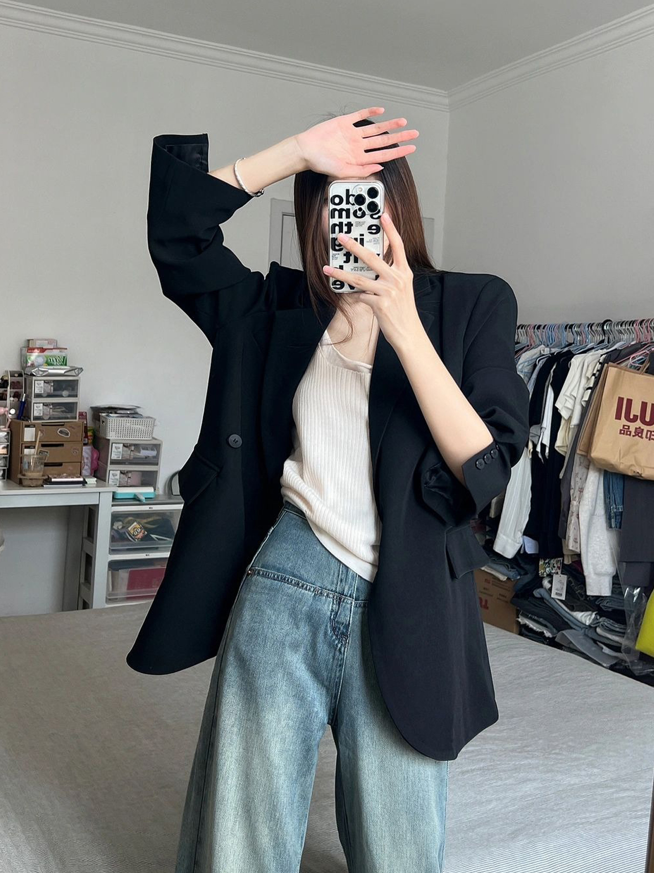 Women's Oversized Black Suit Jacket, Casual Loose Fit Blazer, High-End Feel, Plus Size, Spring Autumn 2025 Fashion Women's Oversized Black Suit Jacket, Casual Loose Fit Blazer, High-End Feel, Plus Size, Spring Autumn 2025 Fashion