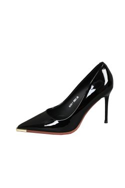 Women's Patent Leather High Heels - Spring 2025 Trendy Slim Heel Pointed Toe Flats - Professional Sexy Style in Black