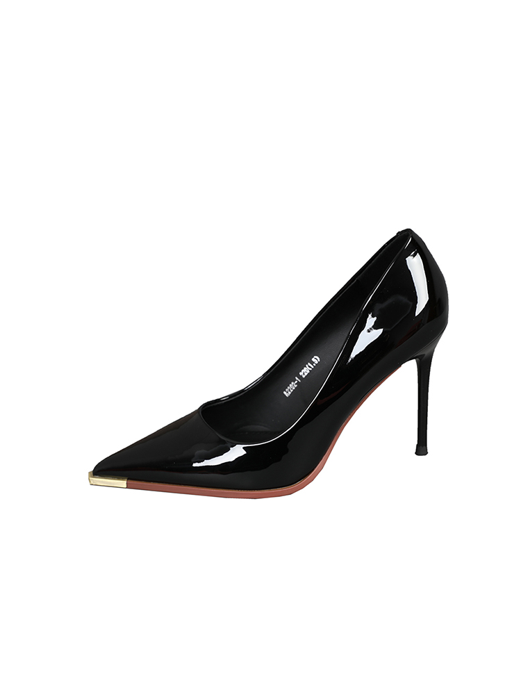 Women's Patent Leather High Heels - Spring 2025 Trendy Slim Heel Pointed Toe Flats - Professional Sexy Style in Black Women's Patent Leather High Heels - Spring 2025 Trendy Slim Heel Pointed Toe Flats - Professional Sexy Style in Black