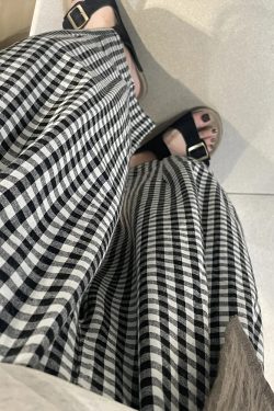 Women's Petite Plus Size Loose Checkered Cropped Wide-Leg Balloon Pants for Summer