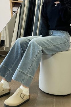 Women's Petite Plus Size Summer Slim Fit Loose Straight Nine-Point Jeans for Curvy Style