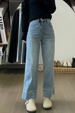 Women's Petite Plus Size Summer Slim Fit Loose Straight Nine-Point Jeans for Curvy Style