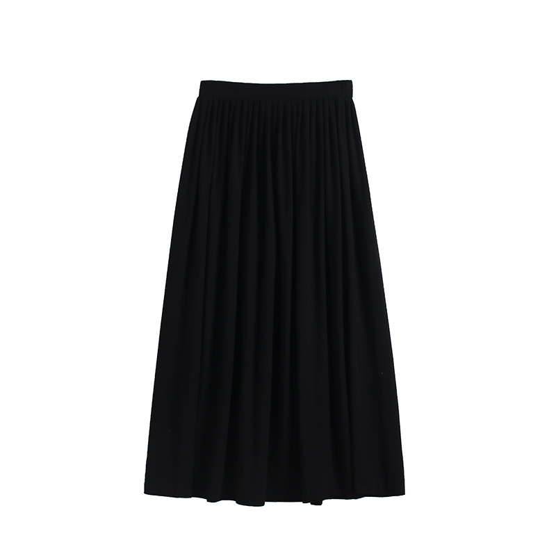 Women’s Pleated Modal Cotton Half-Length Skirt - Wrinkled Draping, Elastic High Waist, Swing Style for Spring & Summer Women’s Pleated Modal Cotton Half-Length Skirt - Wrinkled Draping, Elastic High Waist, Swing Style for Spring & Summer