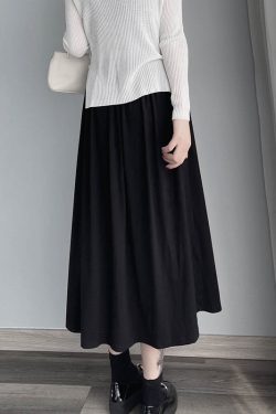 Women’s Pleated Modal Cotton Half-Length Skirt - Wrinkled Draping, Elastic High Waist, Swing Style for Spring & Summer