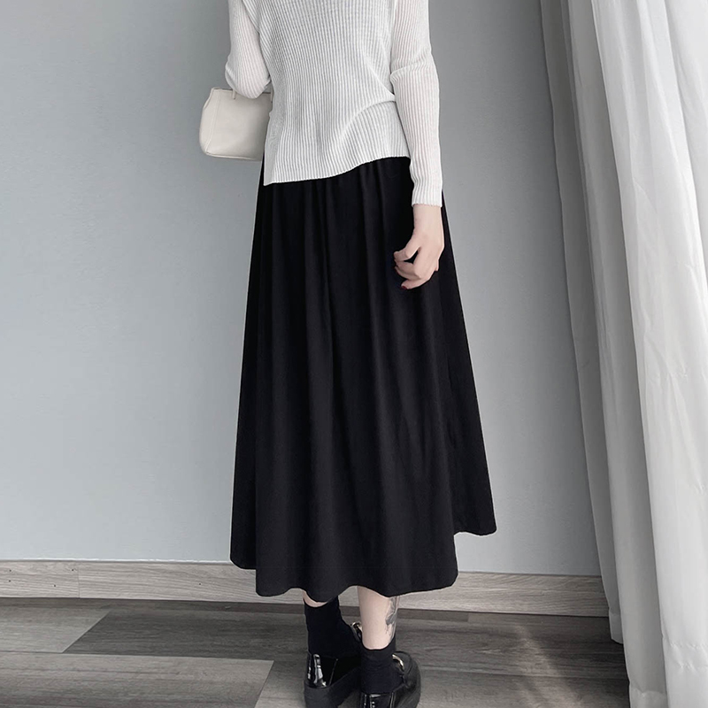 Women’s Pleated Modal Cotton Half-Length Skirt - Wrinkled Draping, Elastic High Waist, Swing Style for Spring & Summer Women’s Pleated Modal Cotton Half-Length Skirt - Wrinkled Draping, Elastic High Waist, Swing Style for Spring & Summer