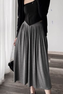 Women’s Pleated Modal Cotton Half-Length Skirt - Wrinkled Draping, Elastic High Waist, Swing Style for Spring & Summer