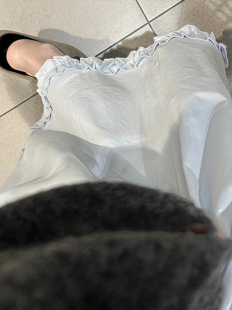 Women's Plus Size Light Blue Lace A-Line Midi Skirt, Slimming Design for Pear-Shaped Body, Trendy 2025 Style Women's Plus Size Light Blue Lace A-Line Midi Skirt, Slimming Design for Pear-Shaped Body, Trendy 2025 Style