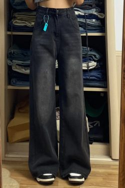 Women's Plus Size Loose Straight Leg Jeans for Short Girls - 2025 BF Style Lazy Slim Wide Leg Pants for Y2K Fashion