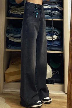 Women's Plus Size Loose Straight Leg Jeans for Short Girls - 2025 BF Style Lazy Slim Wide Leg Pants for Y2K Fashion