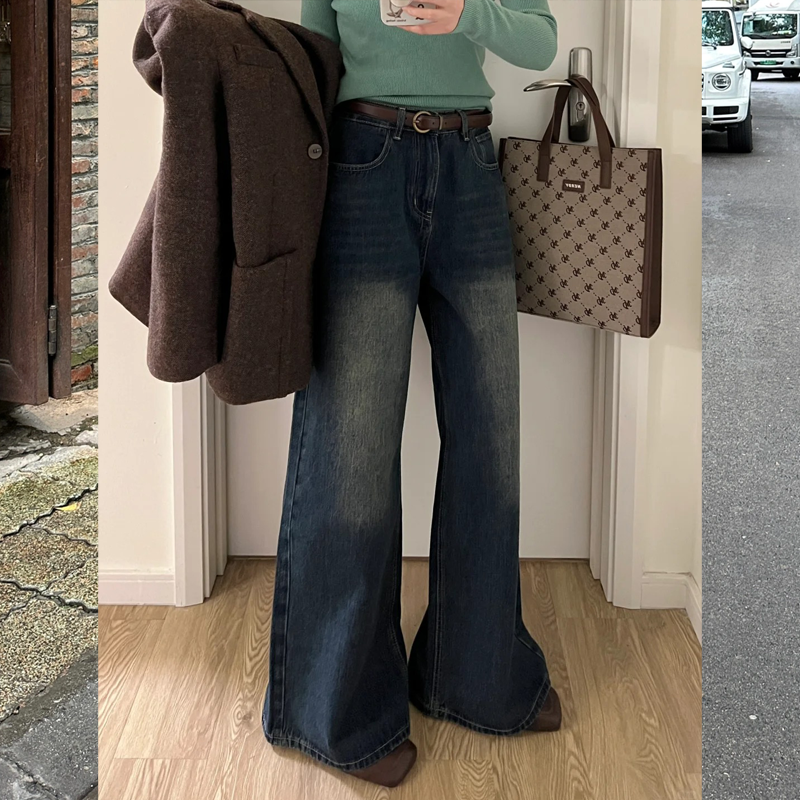 Women's Plus Size Loose Straight Leg Jeans for Short Girls - 2025 BF Style Lazy Slim Wide Leg Pants for Y2K Fashion Women's Plus Size Loose Straight Leg Jeans for Short Girls - 2025 BF Style Lazy Slim Wide Leg Pants for Y2K Fashion